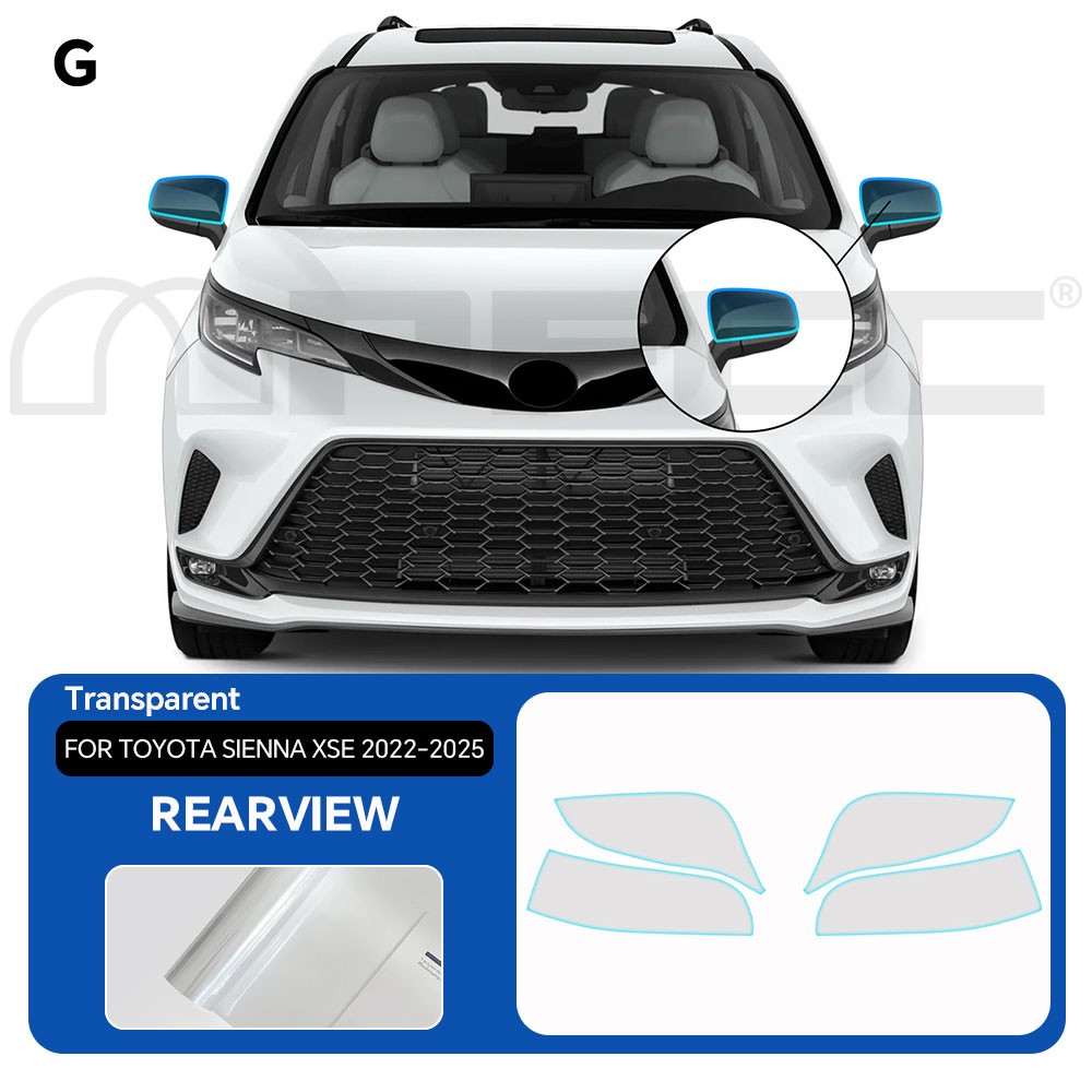 Toyota Sienna 2022-2026 Rearview Mirror PreCut Paint Protection Clear Bra PPF