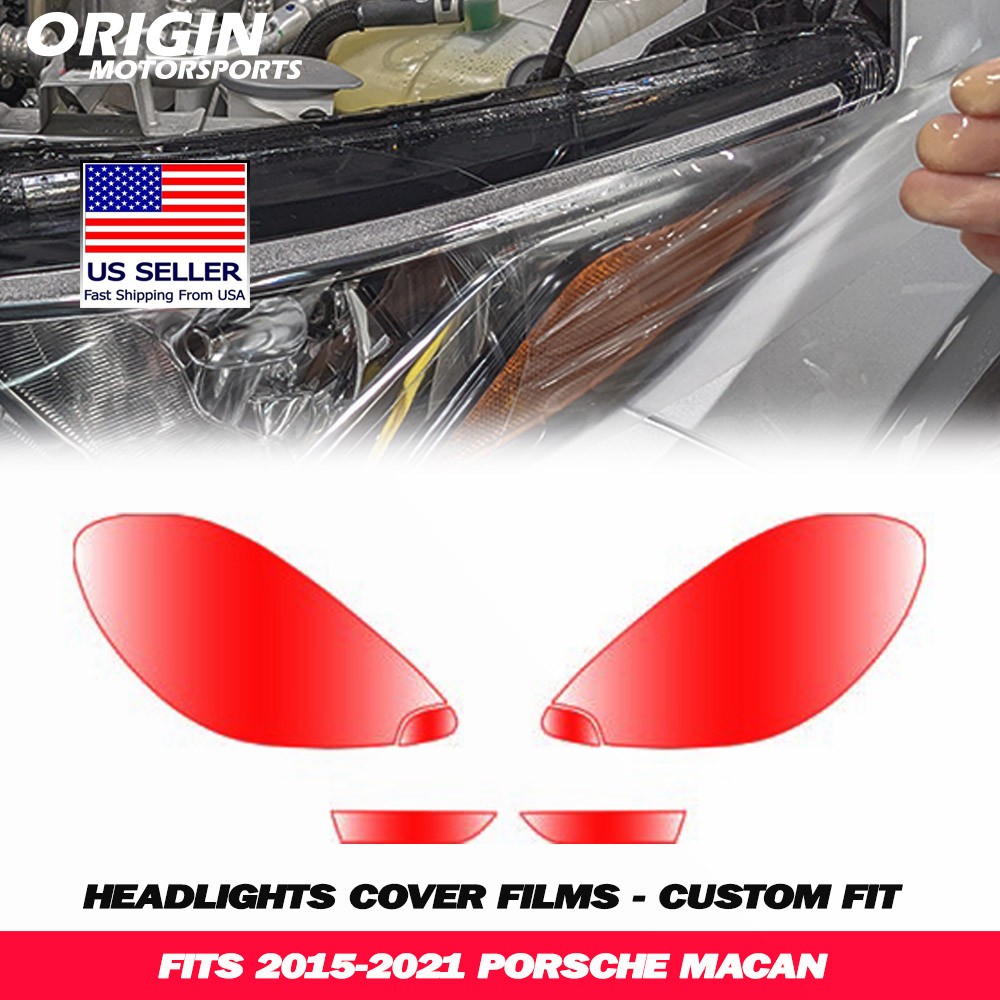 PreCut Headlights Protection Clear Covers Bra Film Kit PPF Fits 2015-2021 MACAN