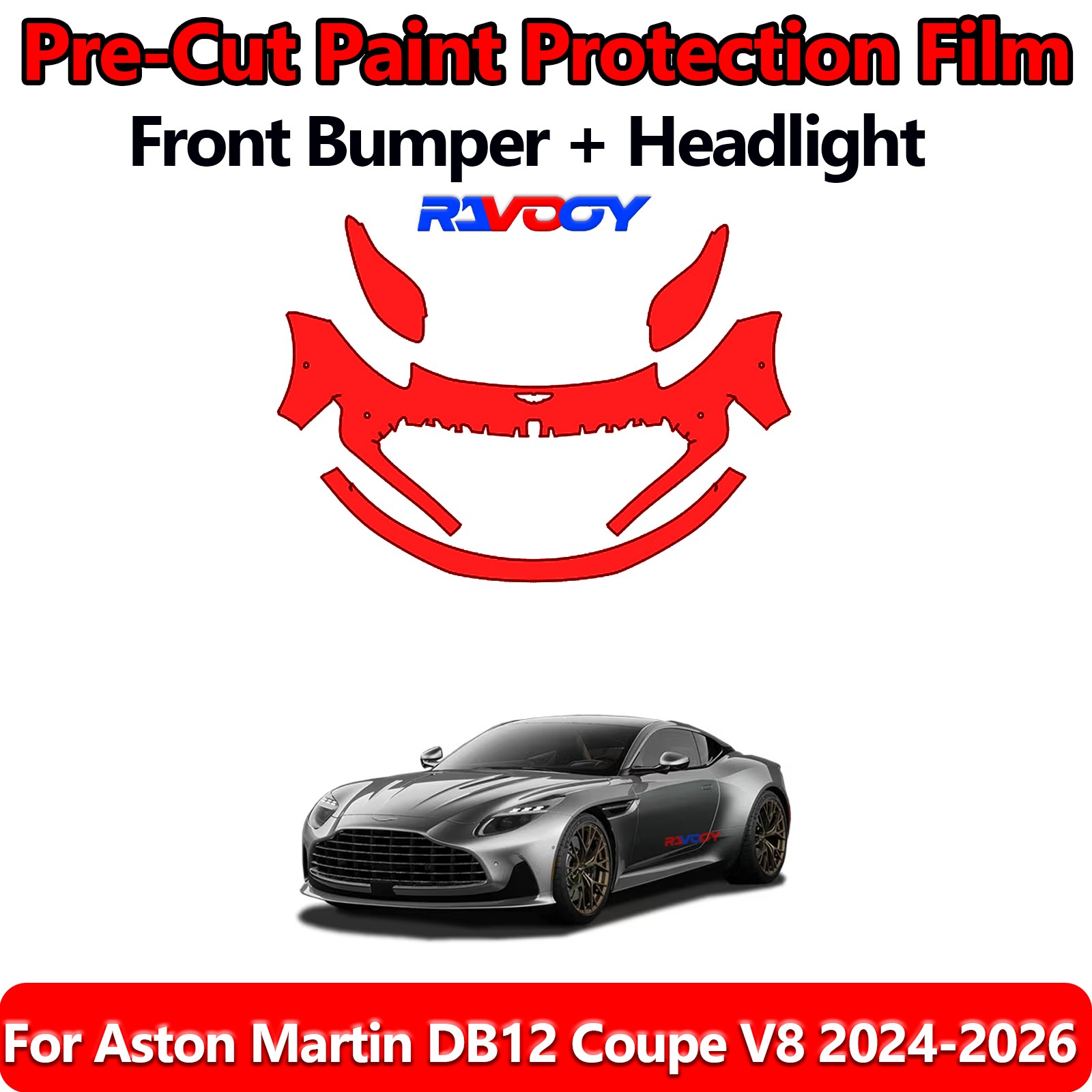 8.5Mil PreCut Front Bumper PPF Kit Film For Aston Martin DB12 Coupe V8 2024-2026