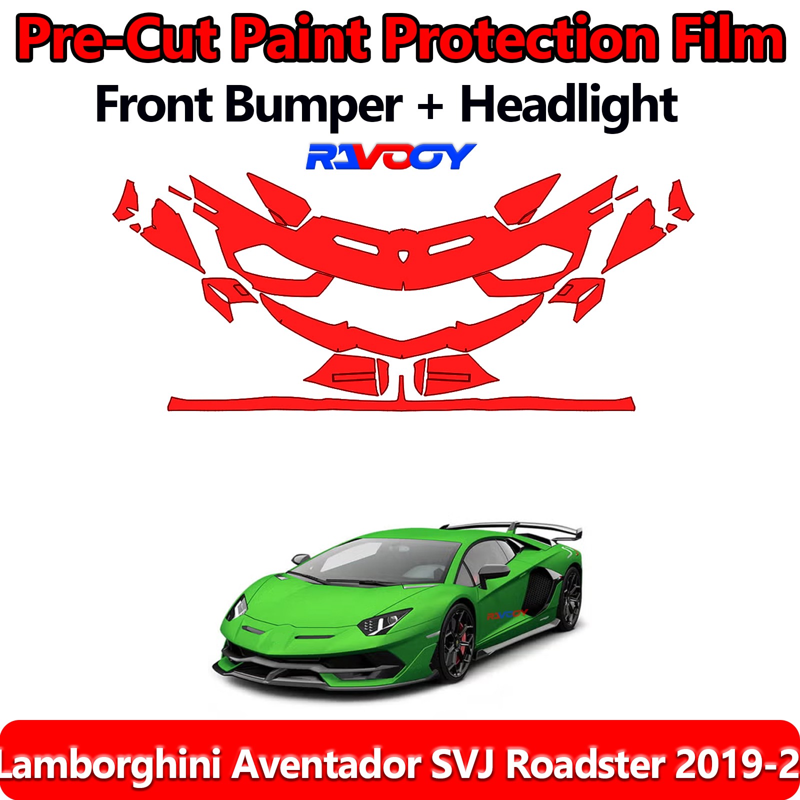 Front Bumper PPF Kit Film For Lamborghini Aventador SVJ Roadster 2019-2023