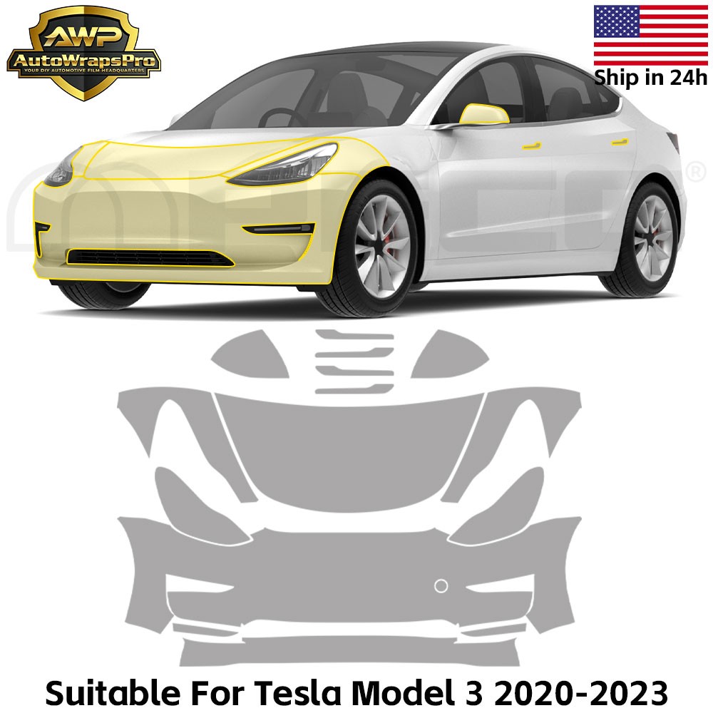 Tesla Model 3 2017-2023 Front PreCut Paint Protection Film Gloss Clear Bra PPF