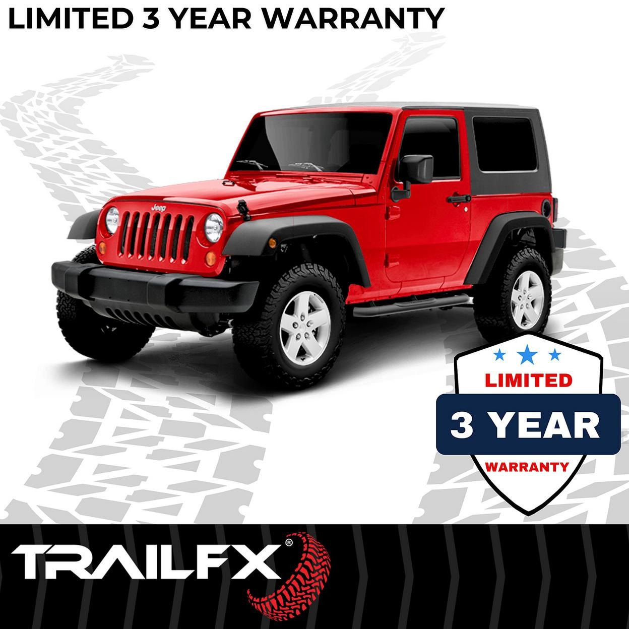 TrailFX A0027T 3 Inch Round Bent Textured Black Steel Without End Caps Frame Bod