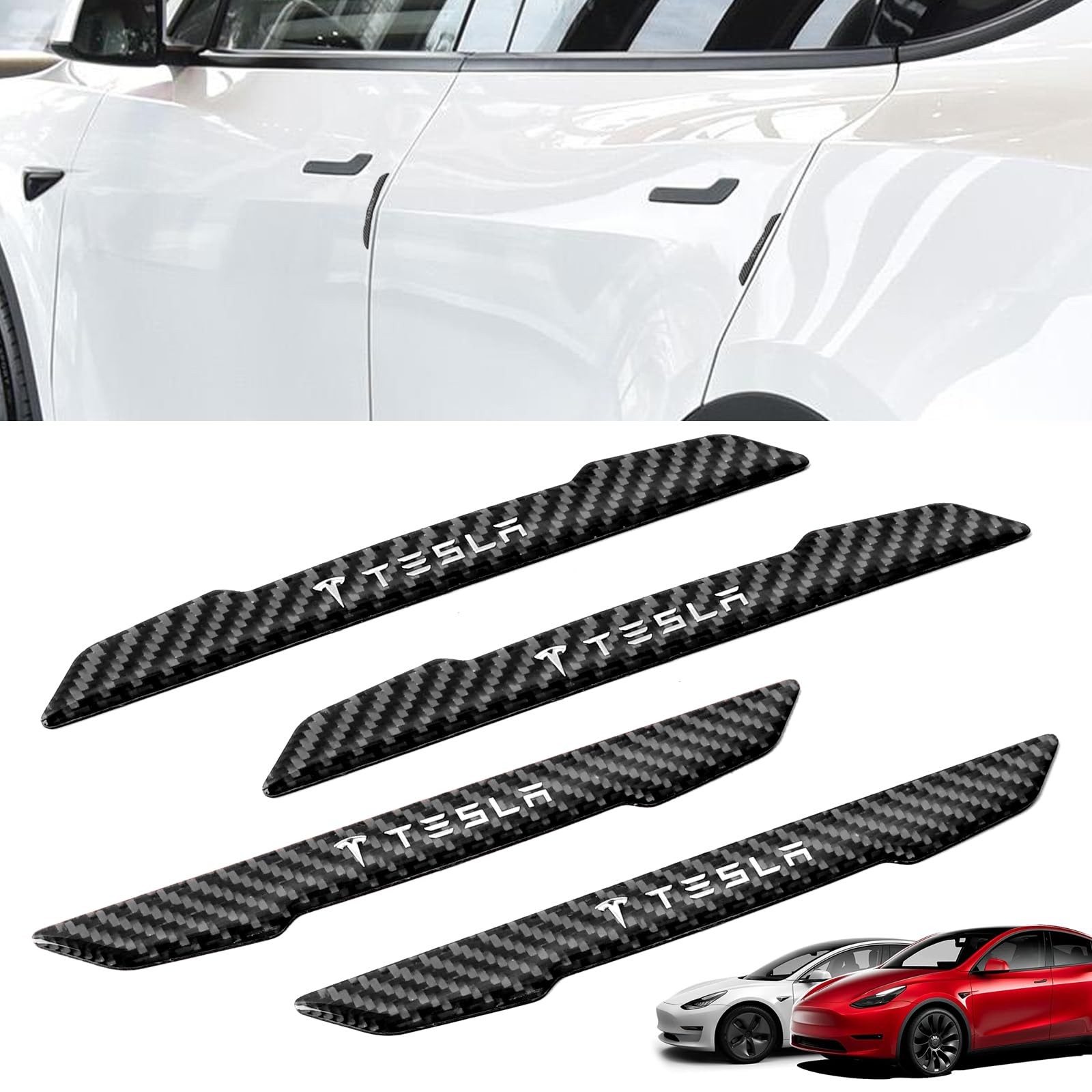 ONKENTET 4 Pcs Car Door Corner Bumper Guards Strip Tesla Models, Black