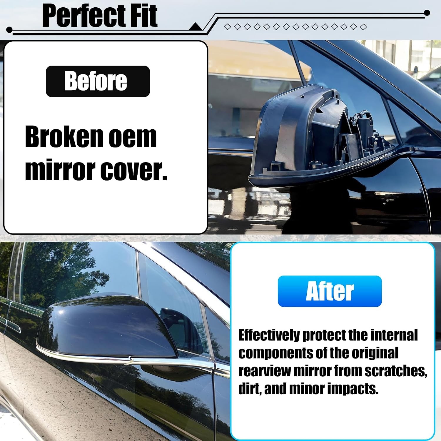 Tesla Model X Mirror Cover 2016-2025 Right Passenger Side Clip-on Cover Cap