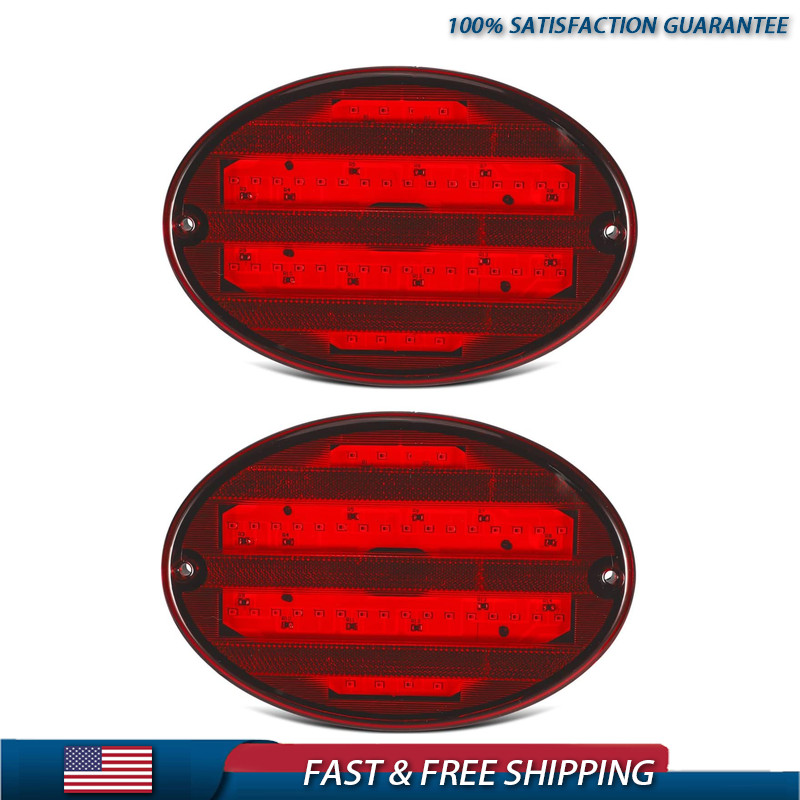 2Pcs 8.5 Oval LED Tail Lights Red 40LED Trailer RV Motorhome Airstream Surface M