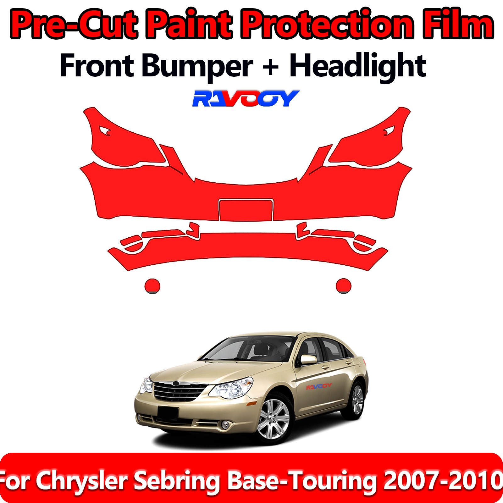 PreCut Front Bumper PPF Kit Film For Chrysler Sebring Base-Touring 2007-2010