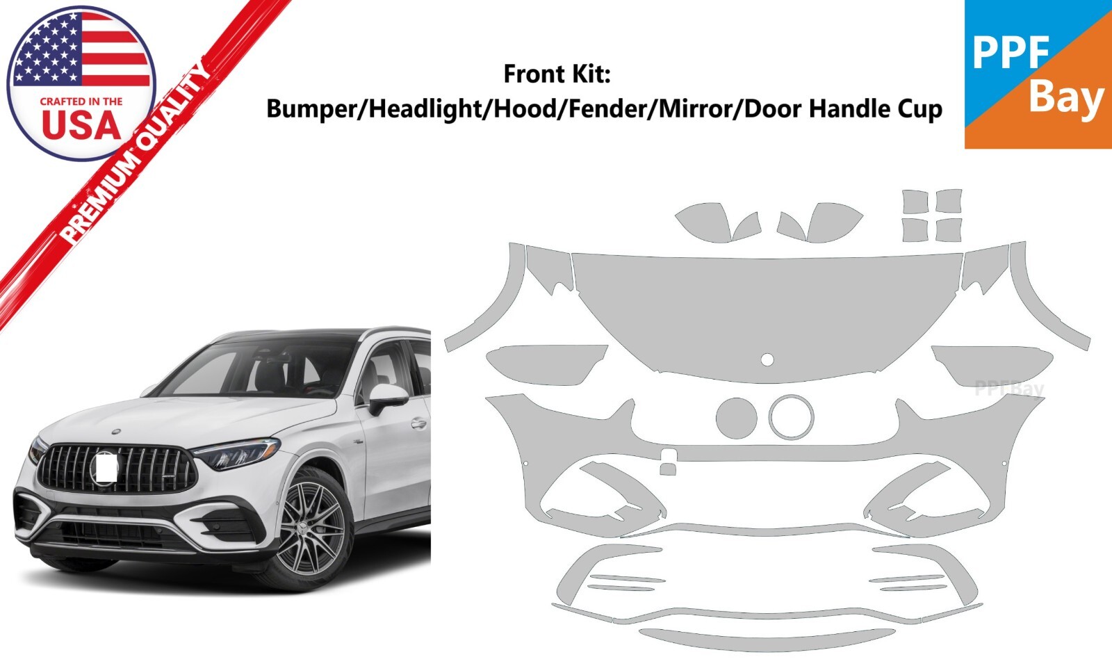 For Mercedes-Benz GLC AMG43 SUV 2024-2025 Front Paint Protection Film PreCut PPF