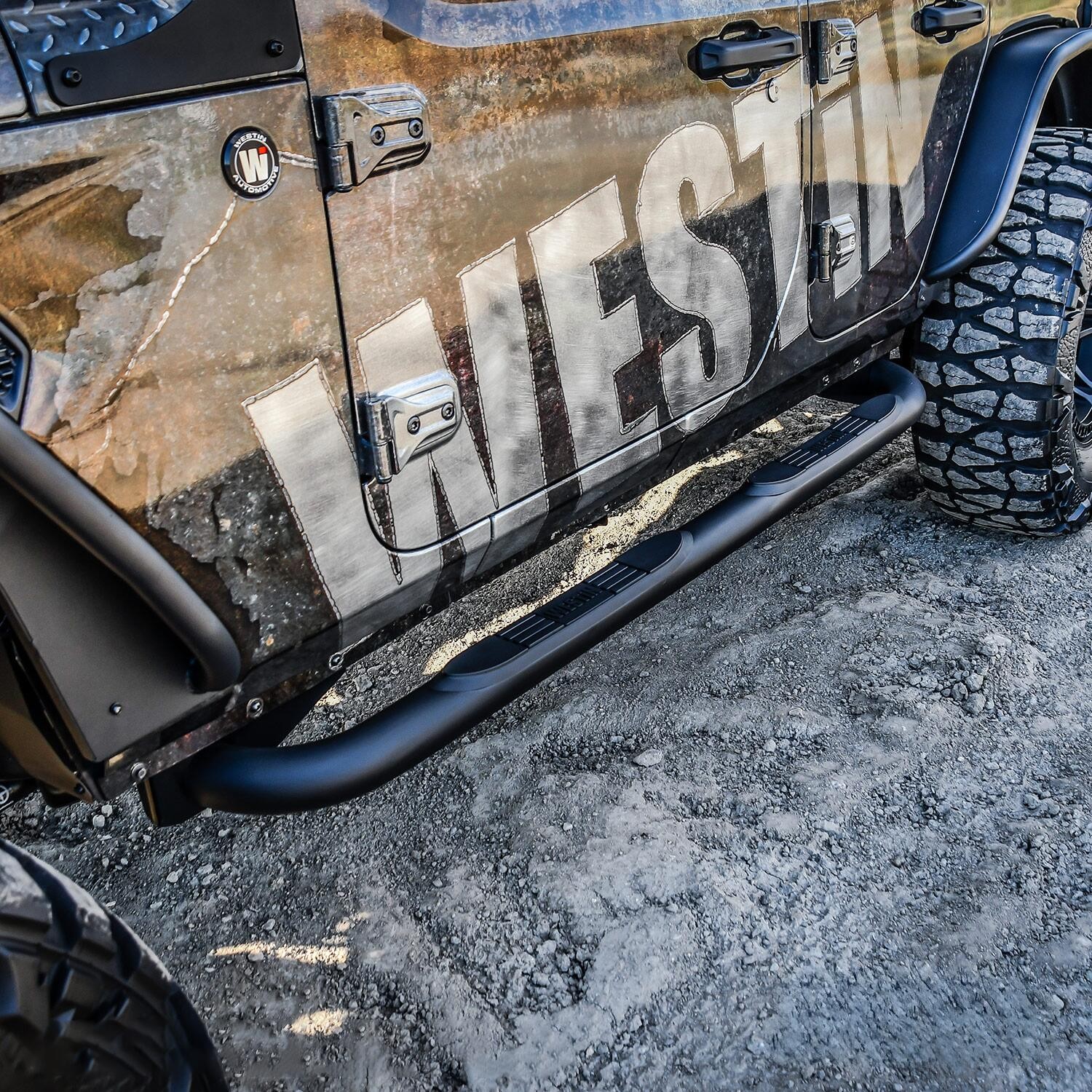 Westin 23-4065 Black Textured E-Series 3″ Nerf Bars for 18-25 Wrangler JL 4DR
