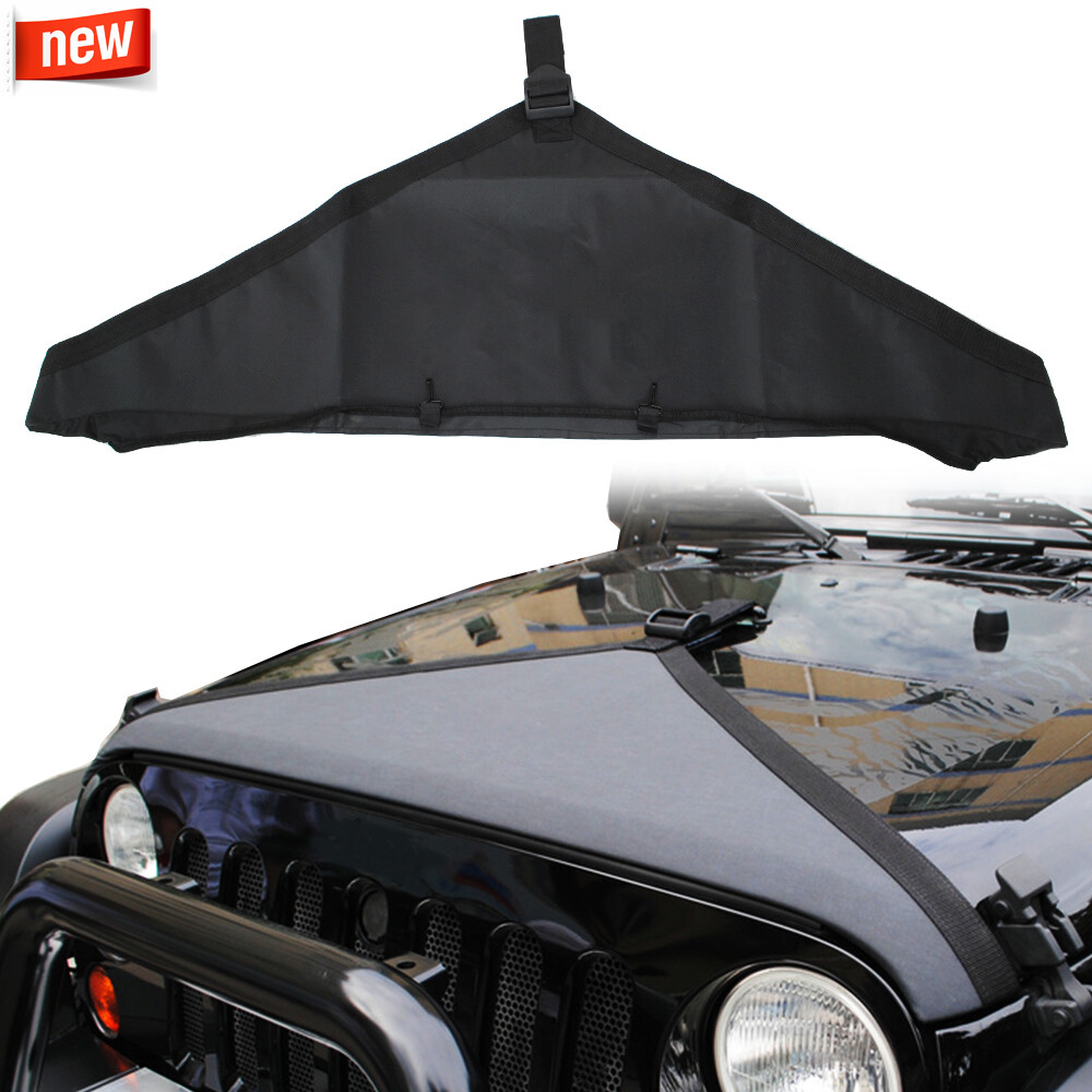For Jeep Wrangler JK 07+ Front Hood Cover Bra Cover T-Style Protector Trim Black