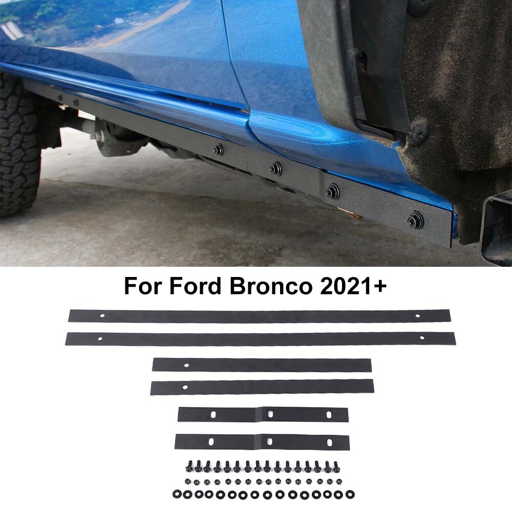 Black Iron Car Pinch Weld Trail Armor Rocker Panels Kit For Ford Bronco 2Dr 21+