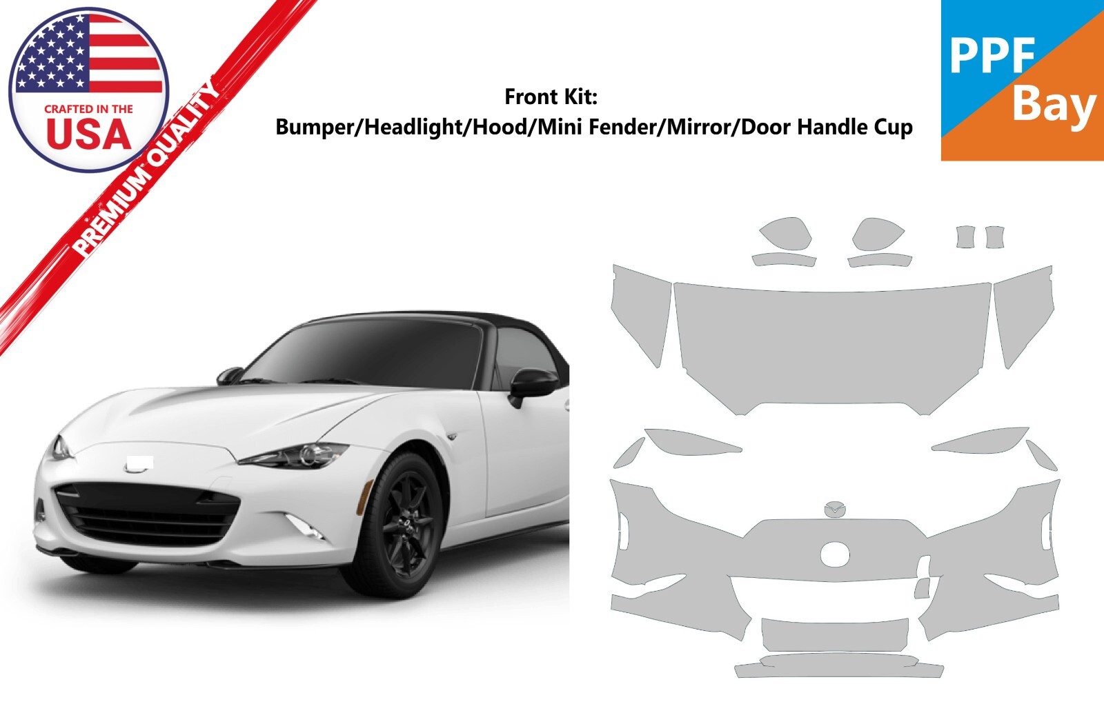 For Mazda MX-5 Miata 2016-2024 Front Paint Protection Film PreCut Kit PPF