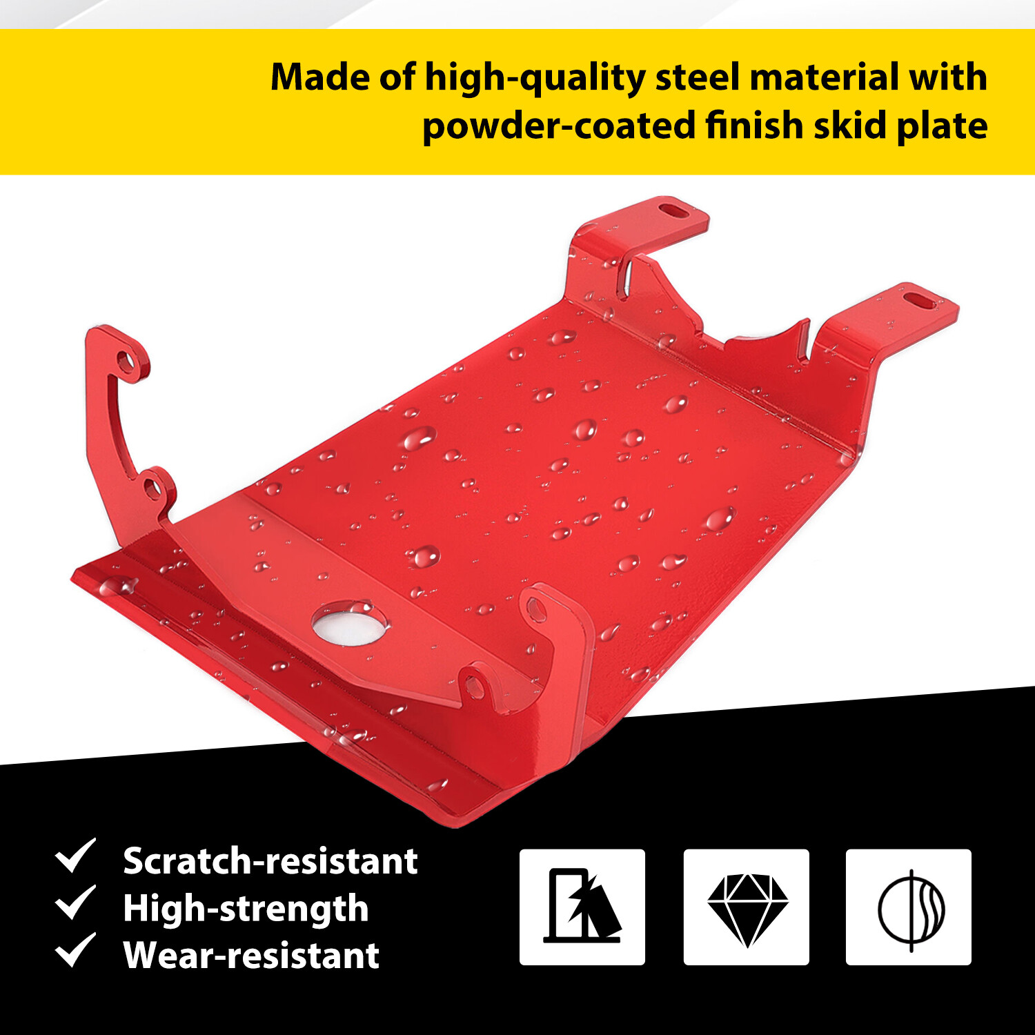 Front Skid Plate Red Steel For Jeep Wrangler 2018-23 / Gladiator 2020-23 RS62116