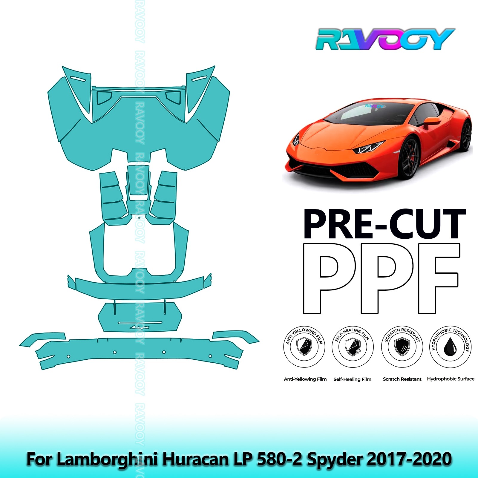 Paint Protection PPF Kit For Lamborghini Huracan LP 580-2 Spyder 2017-2020