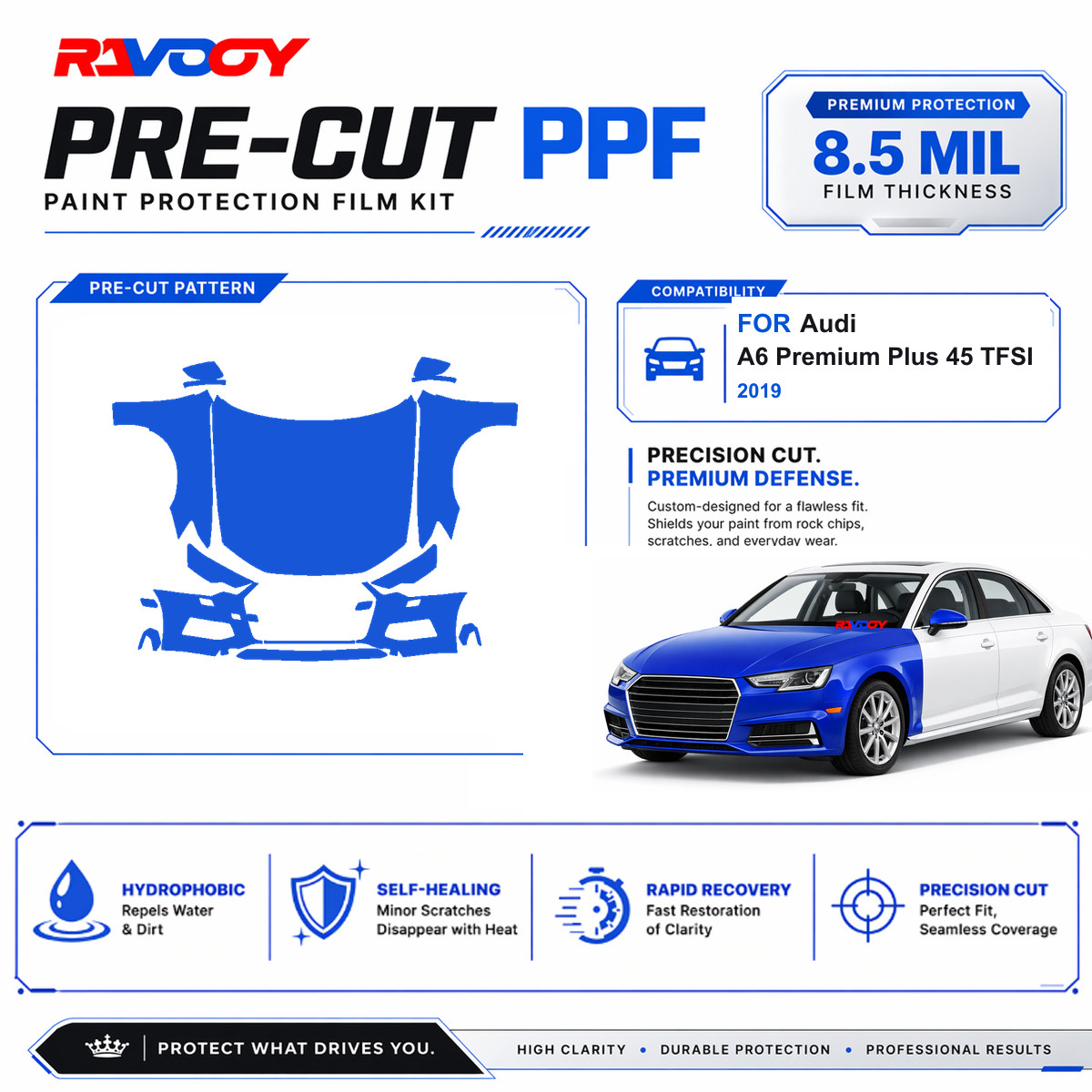 Precut PPF Clear Bra Kit For Audi A6 Premium Plus 45 TFSI 2019