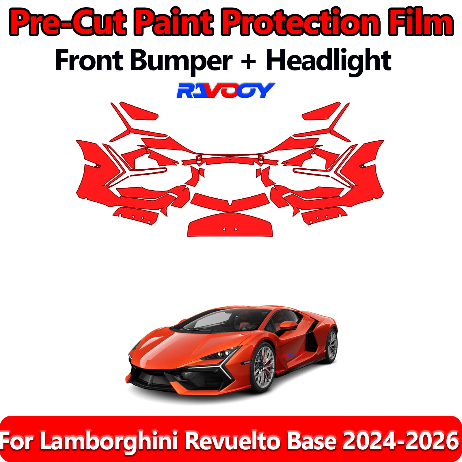 8.5Mil PreCut Front Bumper PPF Kit Film For Lamborghini Revuelto Base 2024-2026