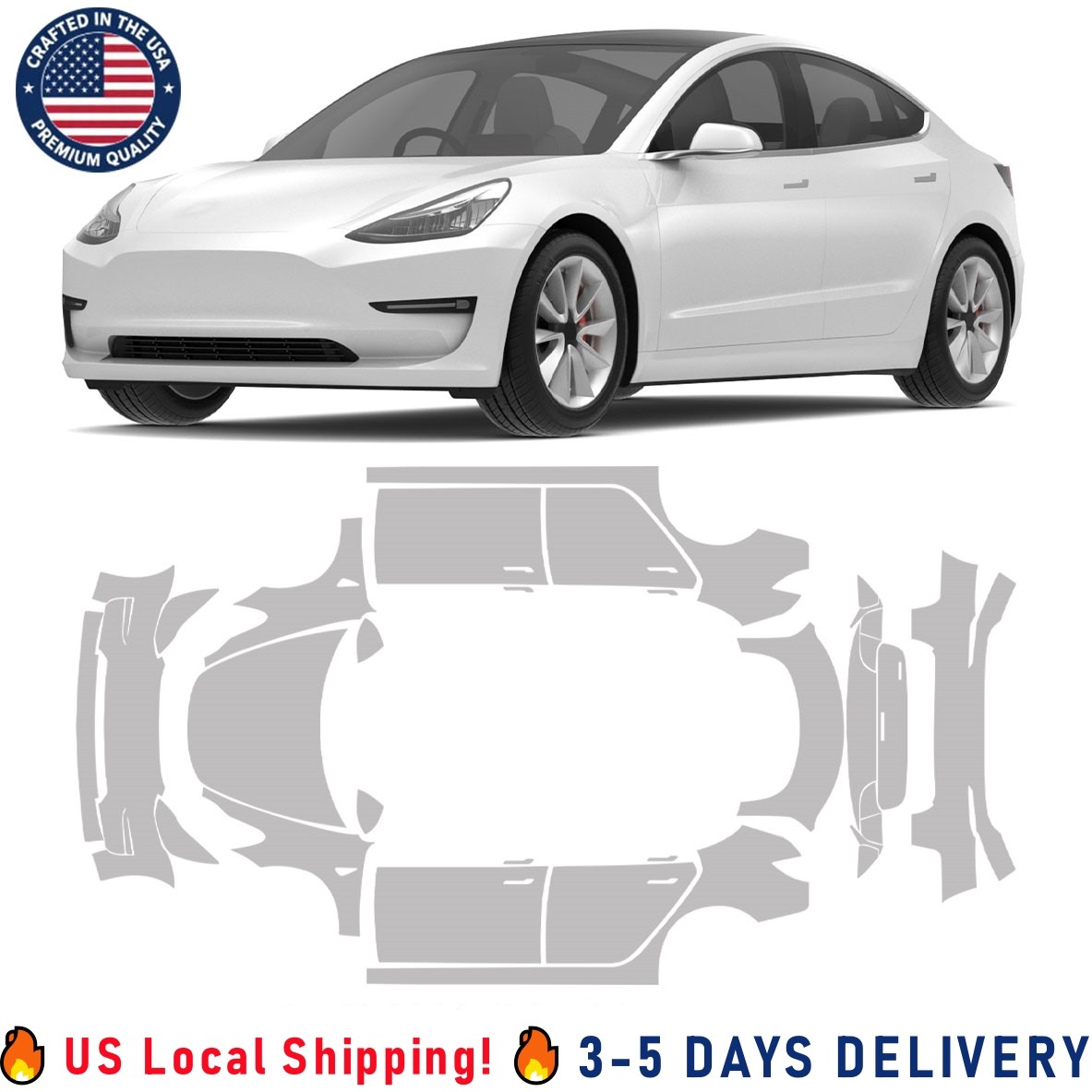 2017-2023 For Tesla Model 3 Precut Paint Protection Kit PPF – Full Car Body USA