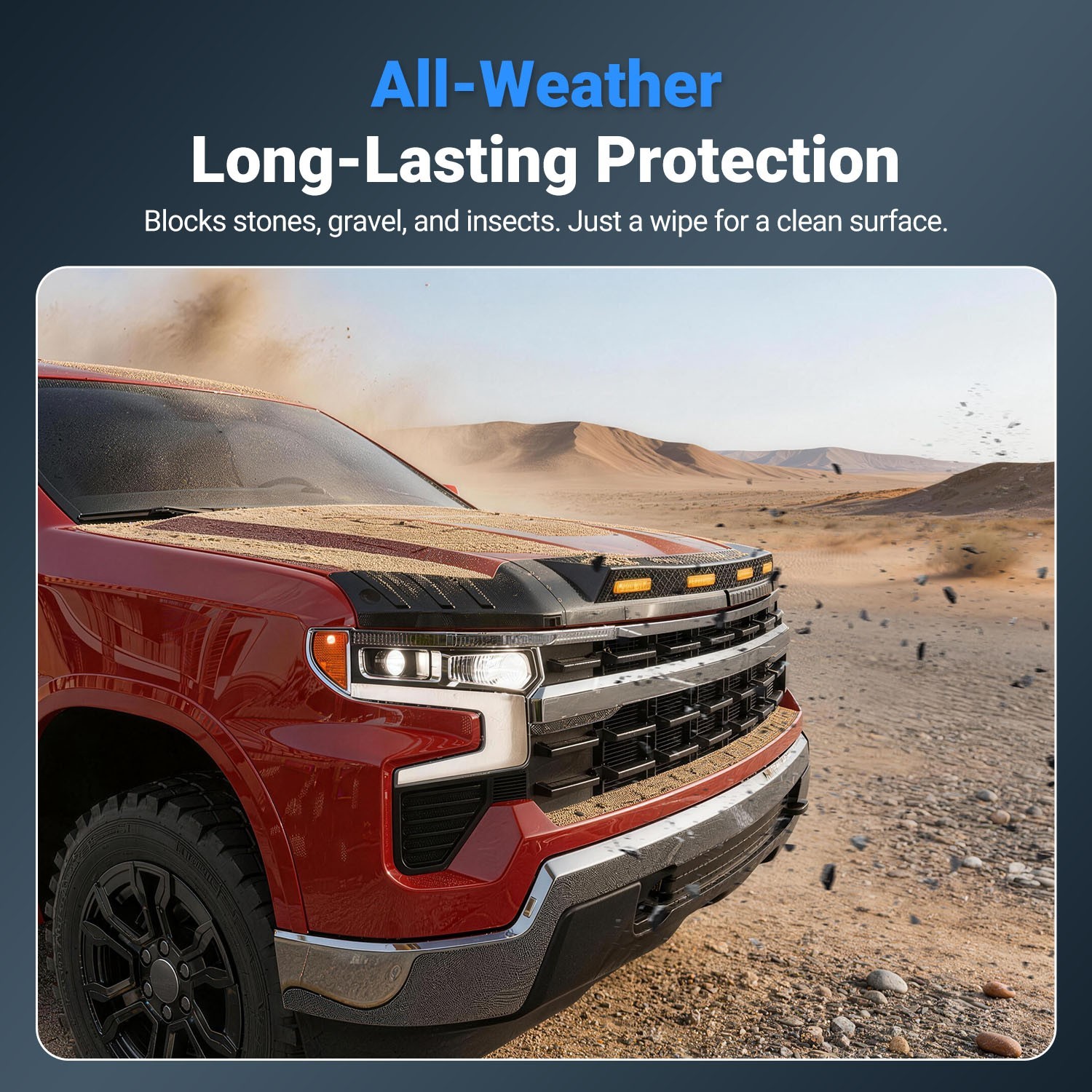 Hood Protector With LED Light For 2022-2026 Chevrolet Silverado LT Bugflector