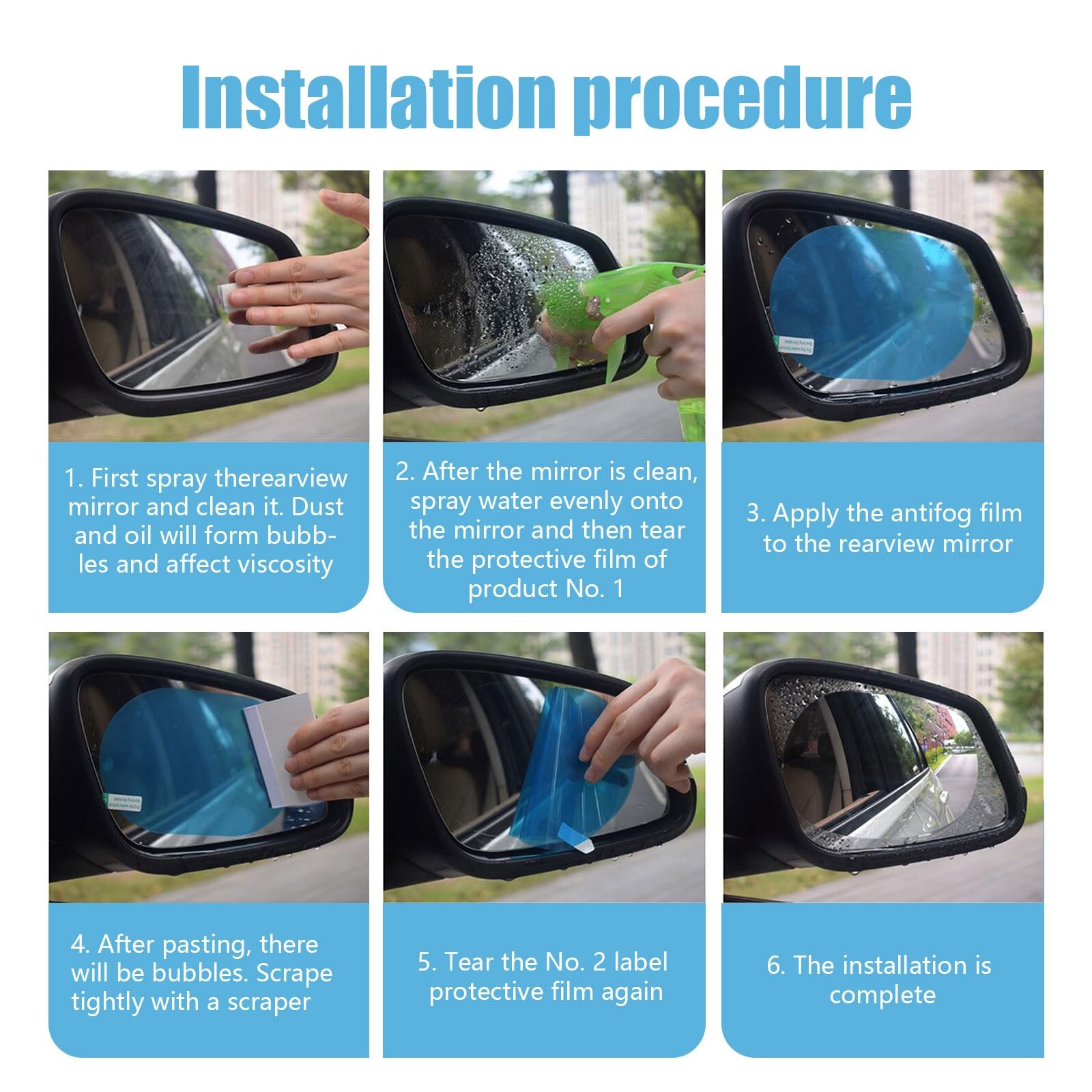Civwesi 2 PCS Car Oval Rearview Mirror Waterproof 3.94″ x 5.71″, Transparent