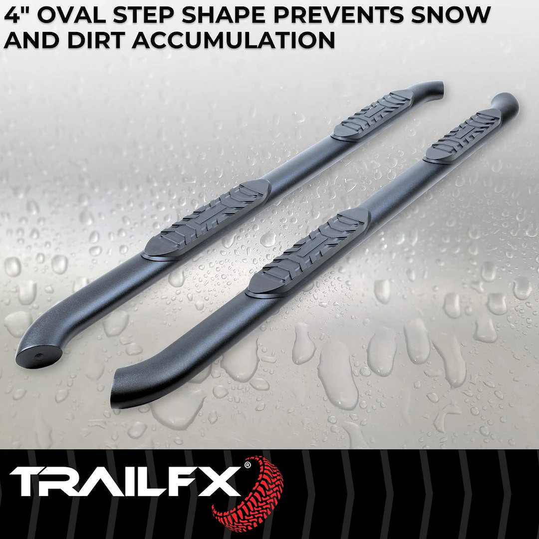 TrailFX 4″ Oval Bent Step Bar For GM Silverado/Sierra Crew-Black (A1003B)