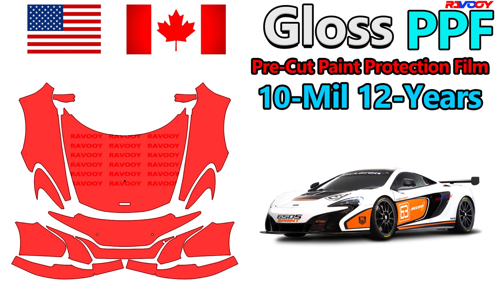 PreCut PPF Paint Protection Film For McLaren 650S Spider 2014-2022
