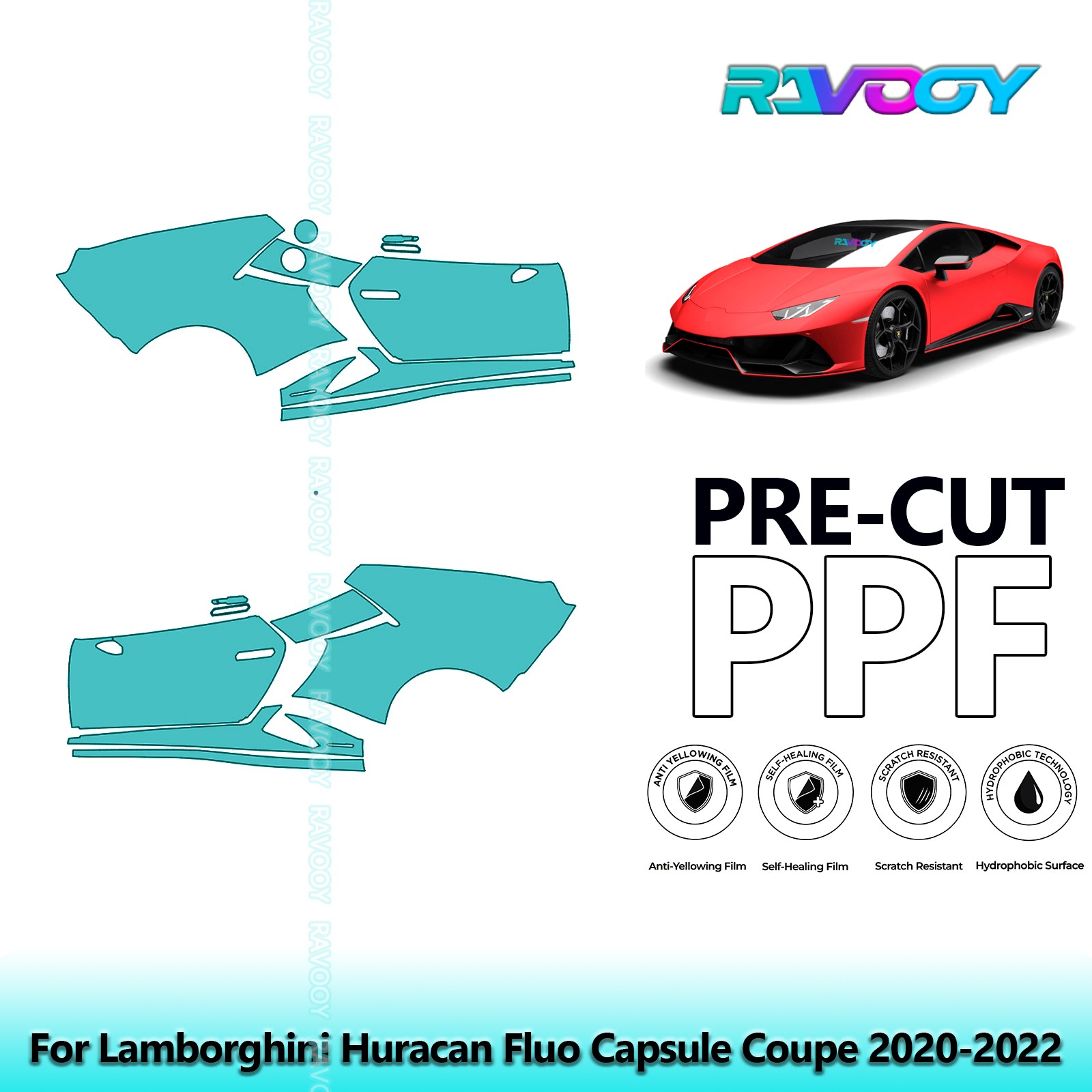 Paint Protection PPF Kit For Lamborghini Huracan Fluo Capsule Coupe 2020-2022