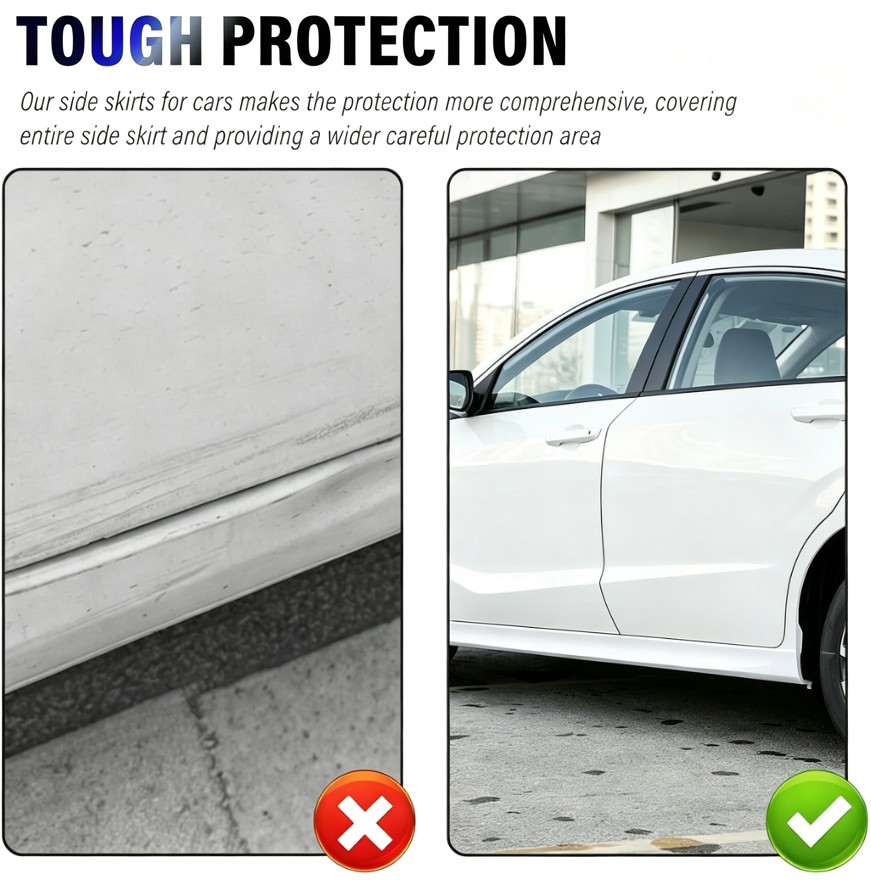 For Chevrolet Vehicle Rubber Side Skirt Rocker Panel Trim Bumper Protector Strip
