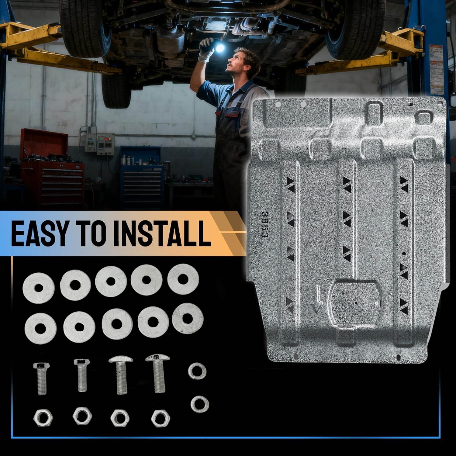 Manganese Steel Heavy-Duty Transmission Skid Plate for Ford F150 2015-2022 4WD