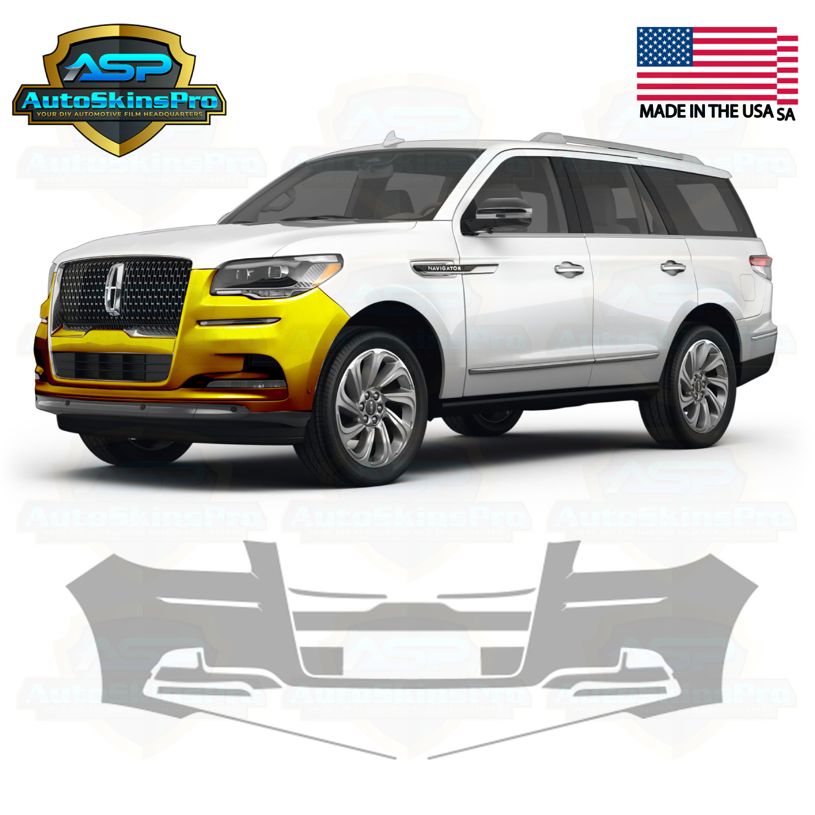 Precut Paint Protection Film for 2022-2024 Lincoln Navigator 4D SUV Front Bumper
