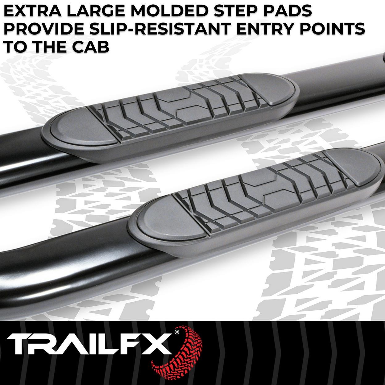 TrailFX A7085B With Step Pads 5 In Oval Bent Powder Coated Black Steel With Weld