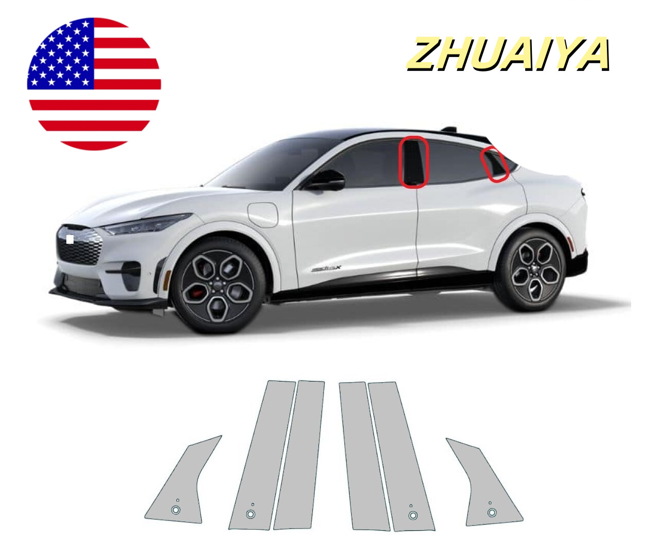 For Ford Mustang Mach-E 2021-2025 B Pillar Paint Protection Film PreCut PPF