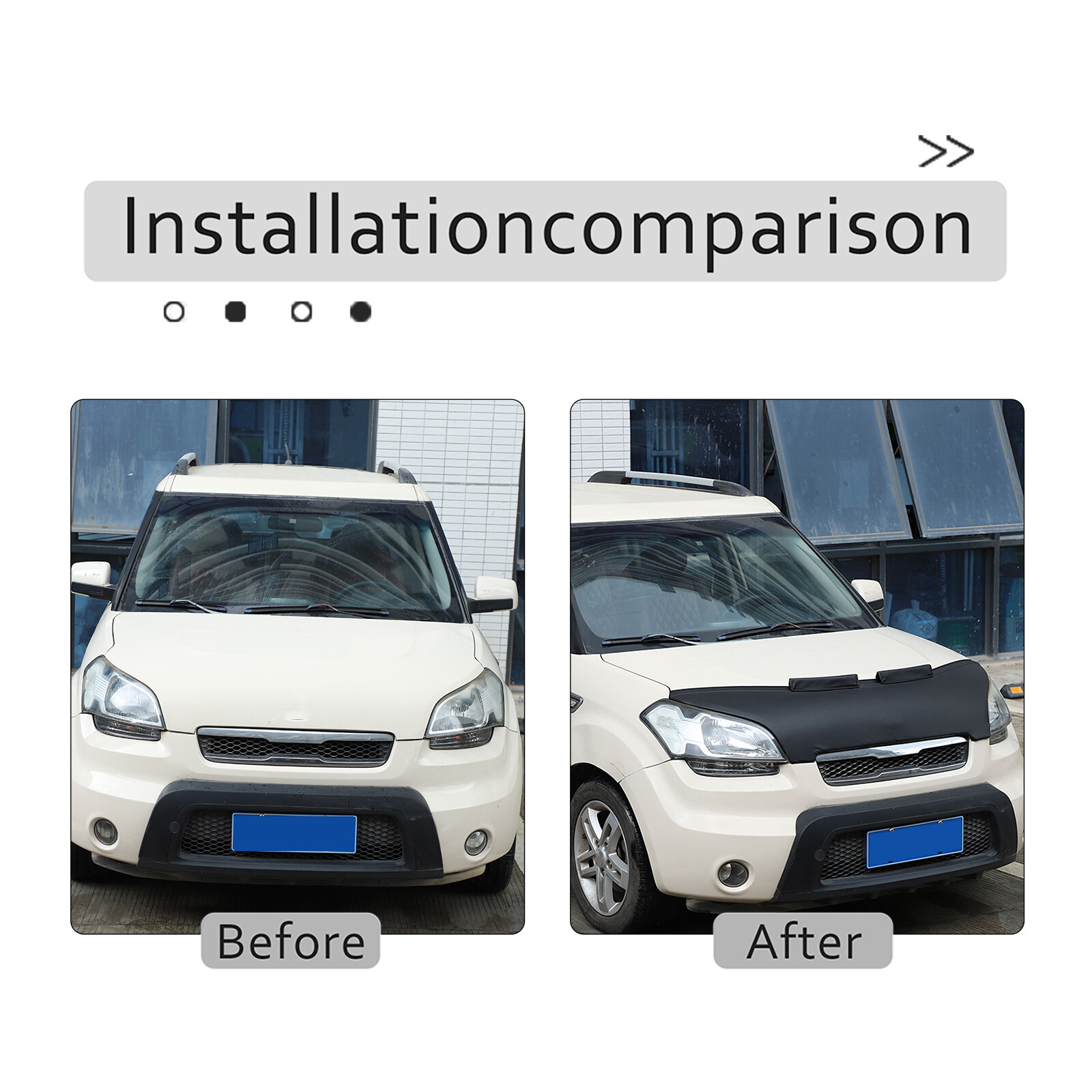 Front End Bumper Hood Mask Bra Cover Protection For Kia Soul 2009.-2013 Lether