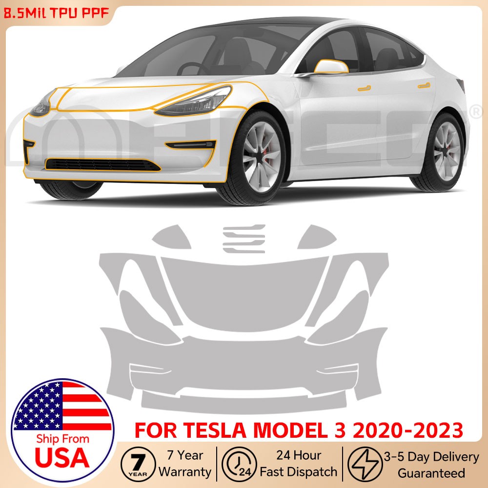 2017-2023 Tesla Model 3 Precut Paint Protection Film Clear PPF TPU Front Kits