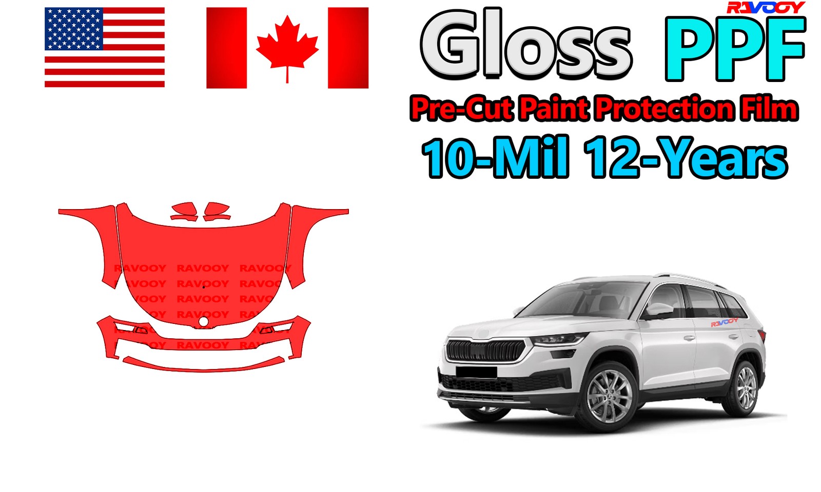 10mil PreCut PPF Paint Protection Film For Skoda Kodiaq SE 2022-2023