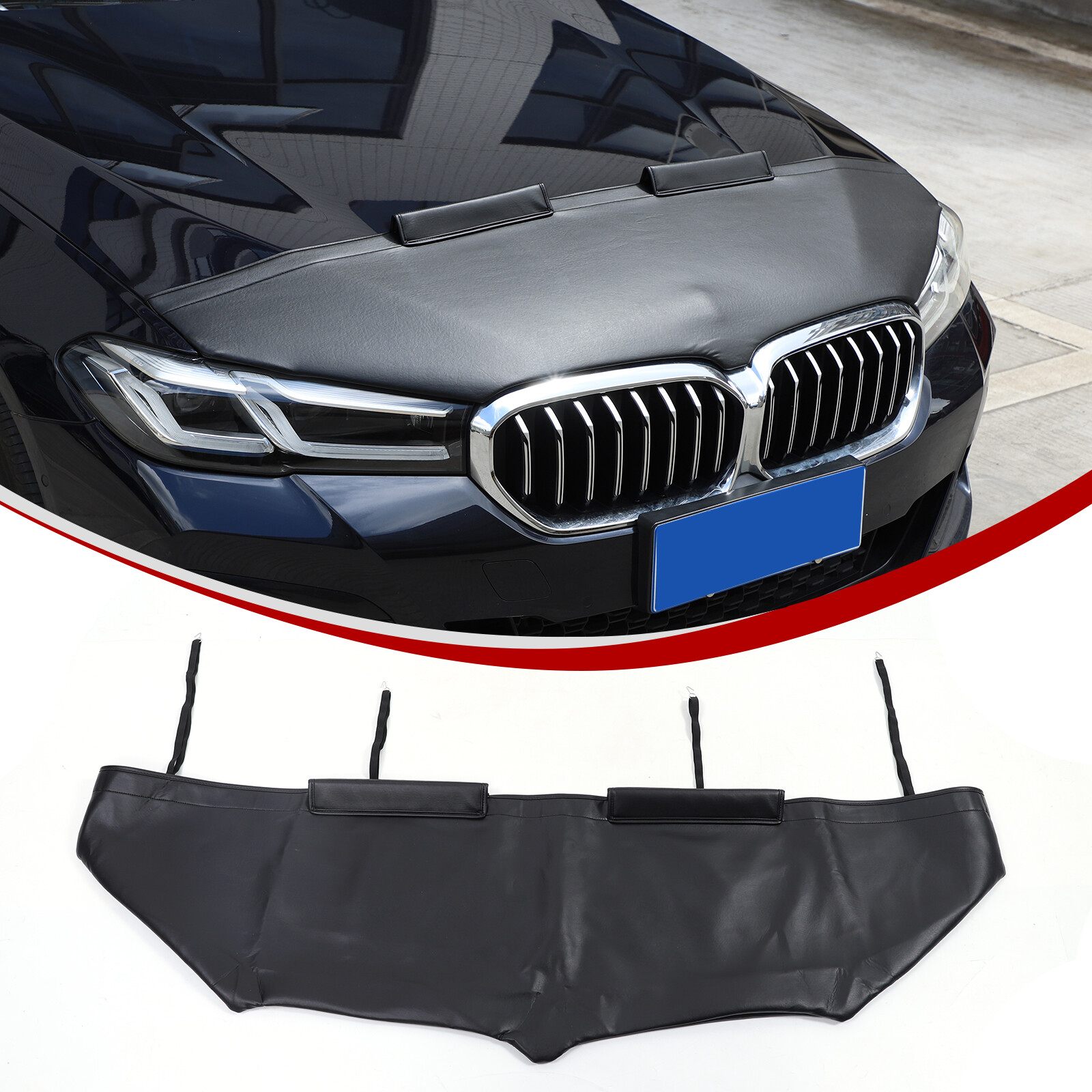 Car Bonnet Mask Hood Bra FRONT END MASK for BMW 5 Series G30 G31 2017-2023 Black