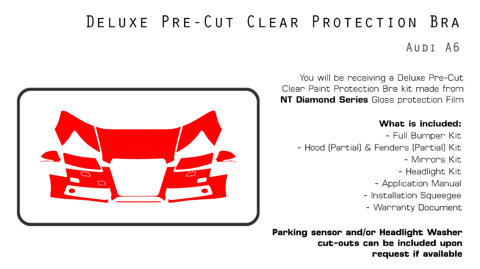Audi A6 2009-2011 PreCut Paint Protection Film Clear Bra PPF Kit
