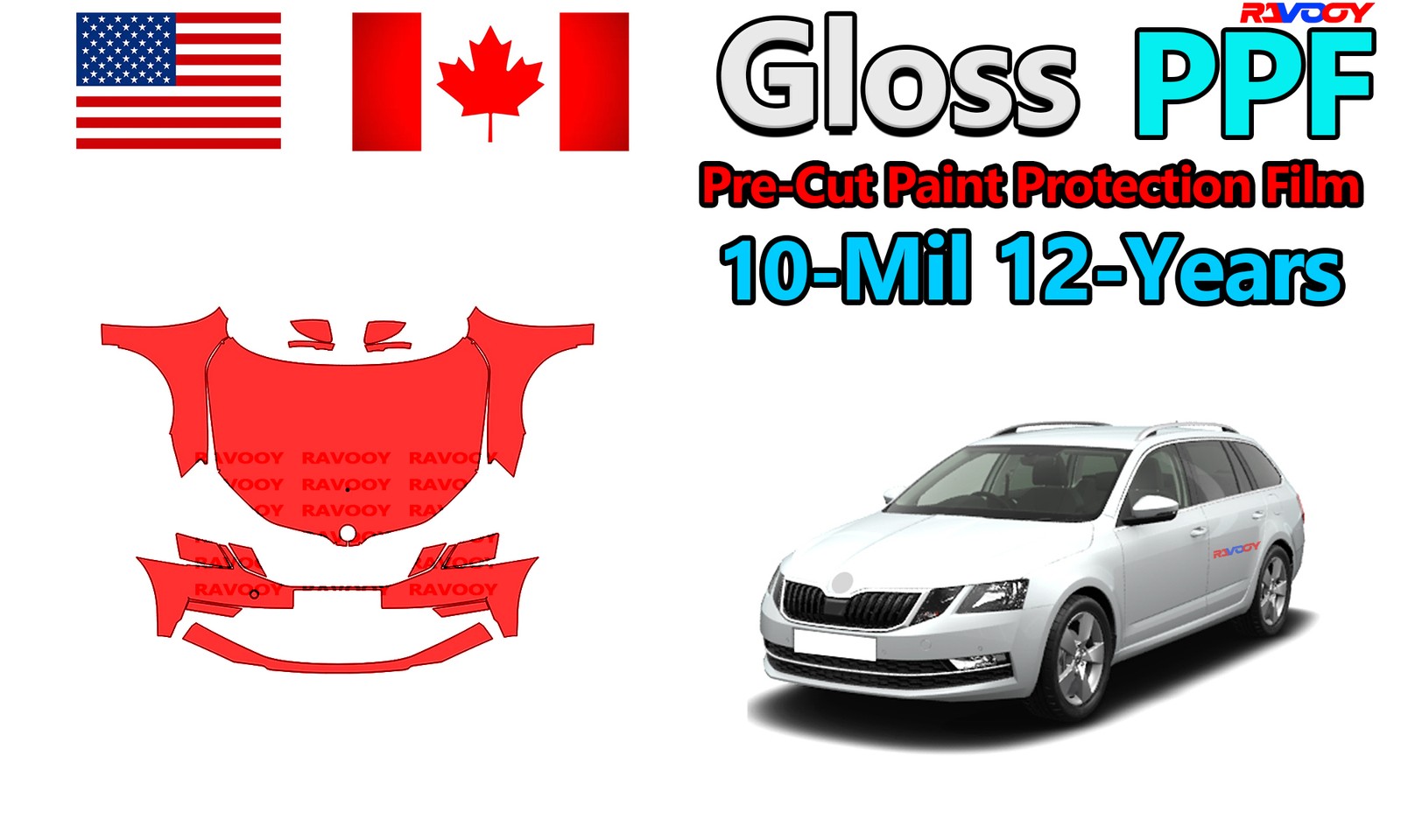 10mil PreCut PPF Paint Protection Film For Skoda Octavia Scout 2017-2020