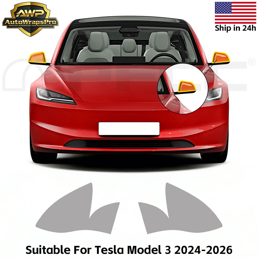 Tesla Model 3 Highland 2024-UP Rearview Mirror Paint Protection Clear Bra PPF