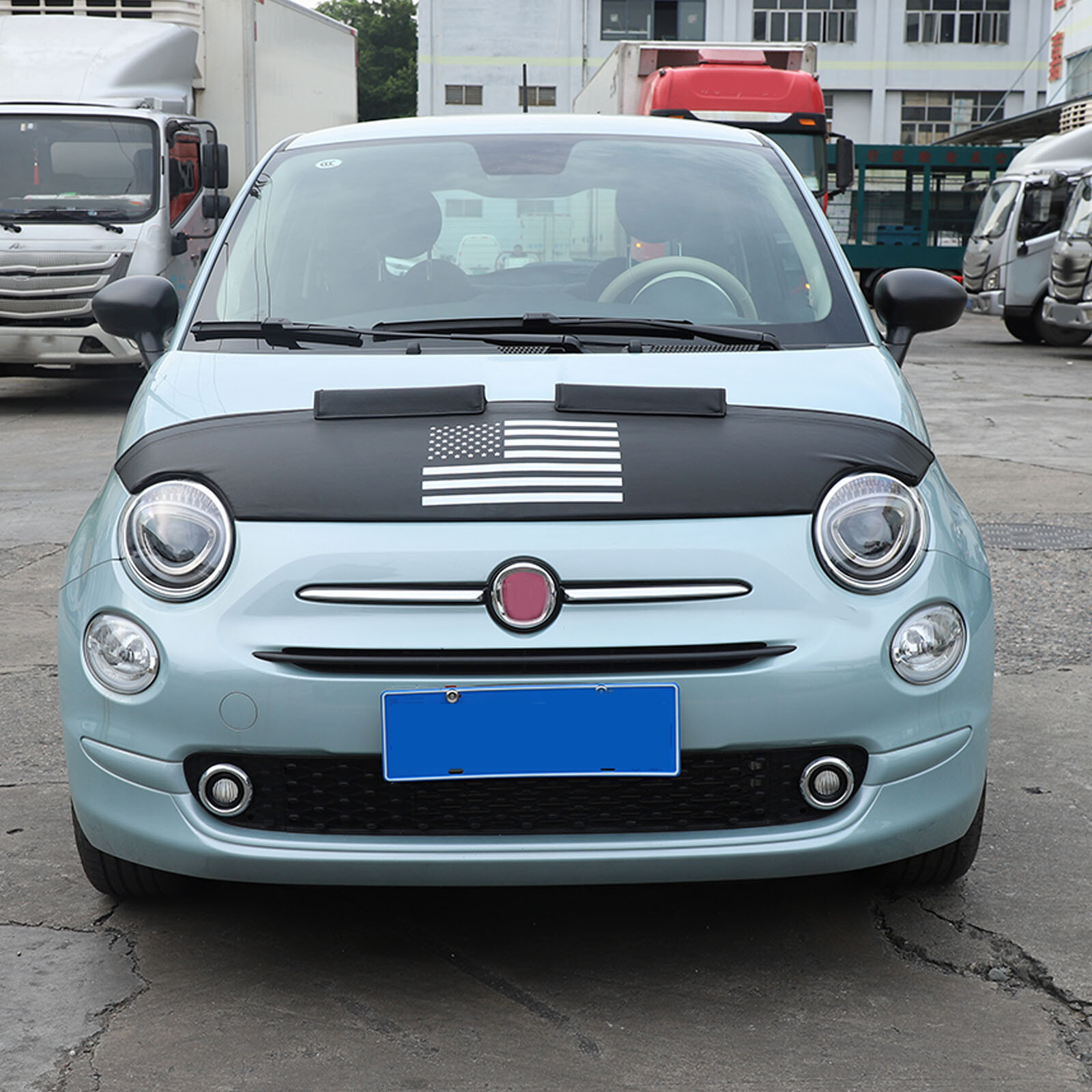 Front Bumper Lebra Car Bonnet Mask Hood Bra Fit For Fiat 500 500C 2007-24 Black