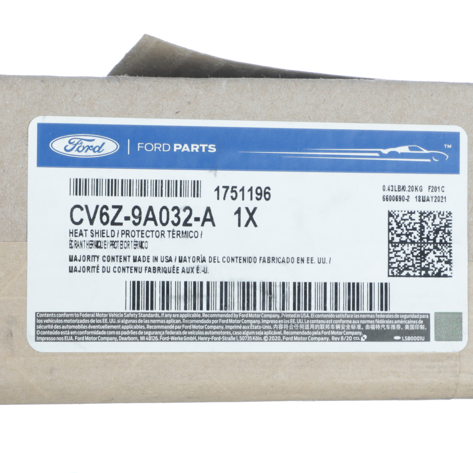 NEW OEM Ford 2013-2019 Escape Fuel Tank Heat and Debris Shield CV6Z-9A032-A