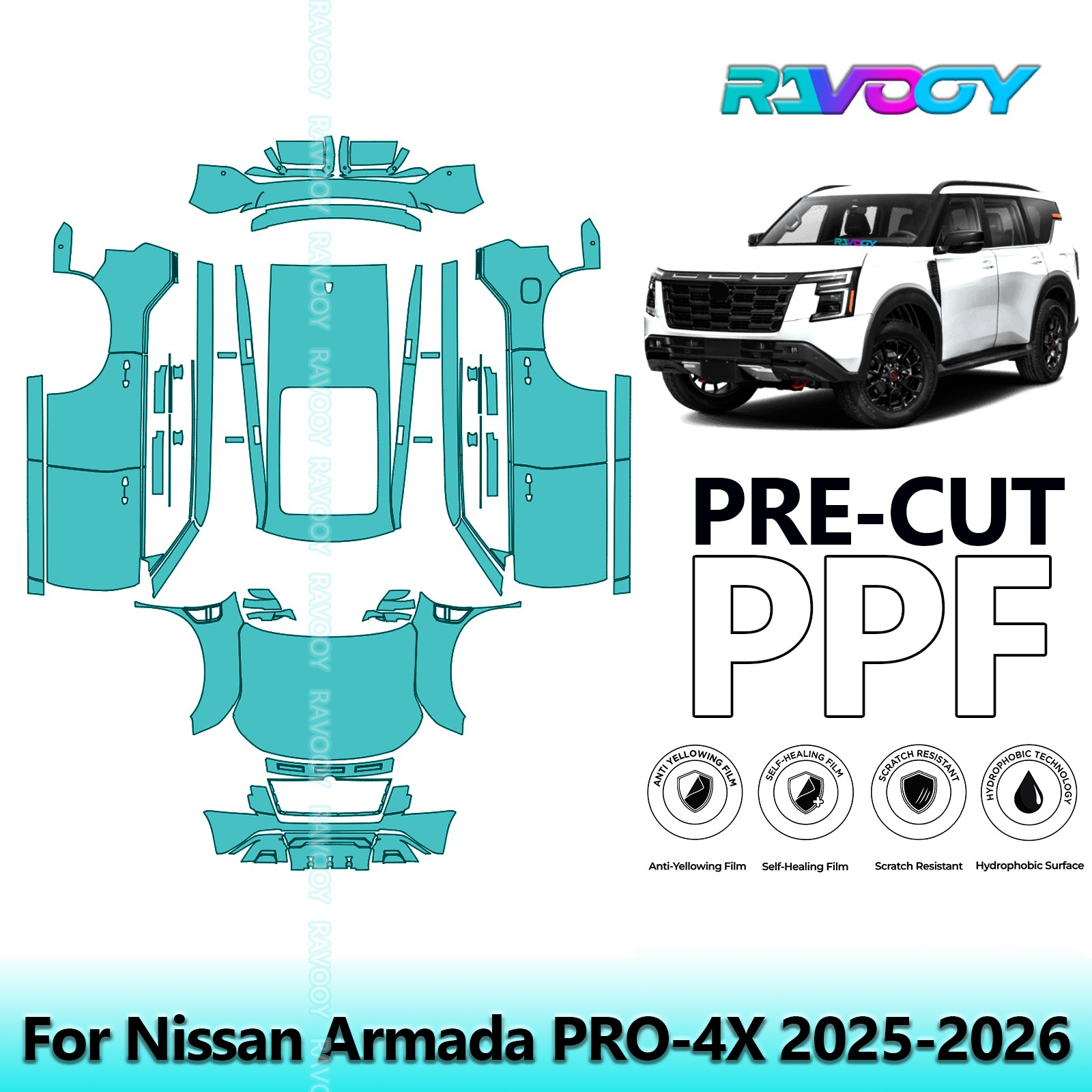Full Car PreCut Paint Protection Film PPF For Nissan Armada PRO-4X 2025-2026