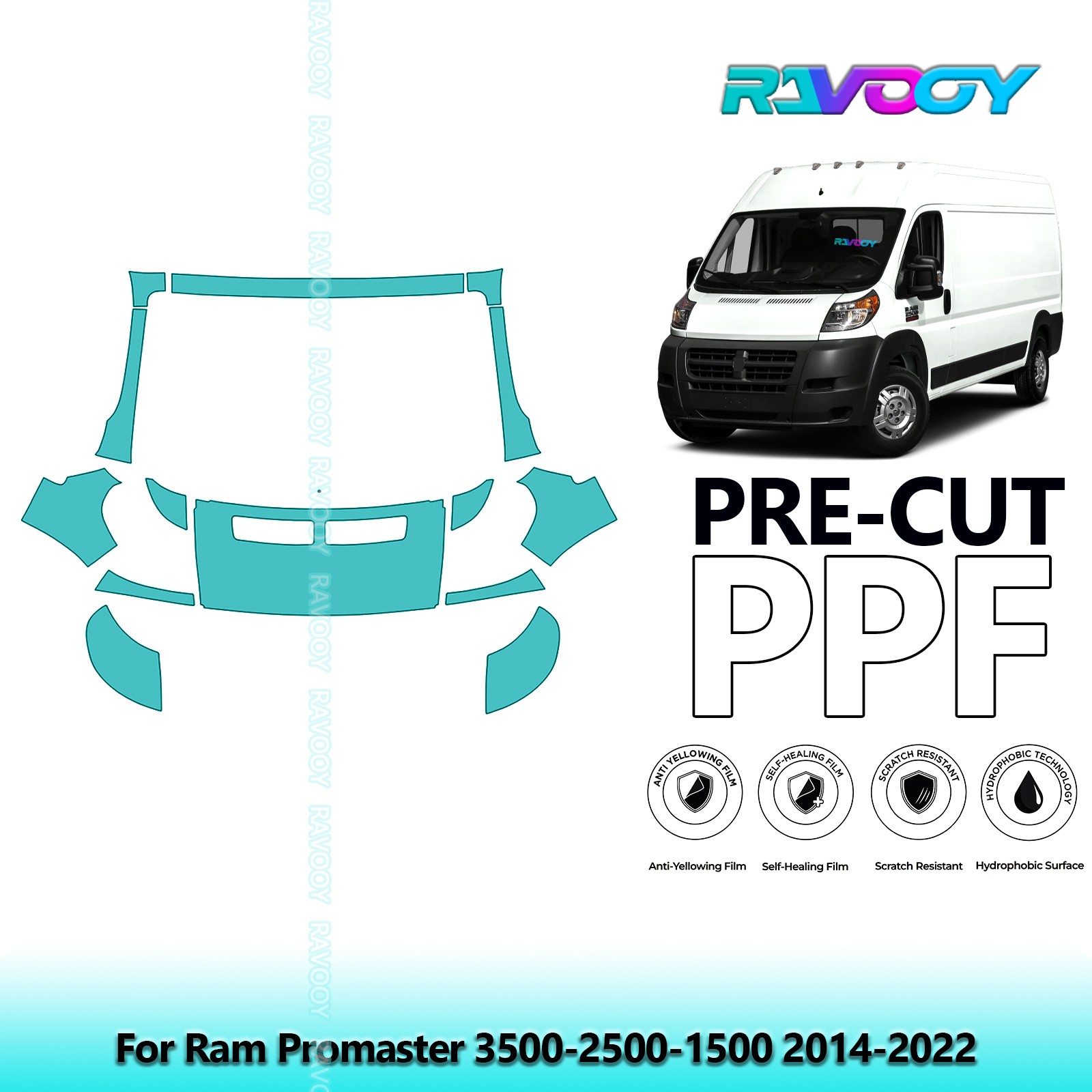 PreCut Paint Protection Film PPF For Ram Promaster 3500-2500-1500 2014-2022