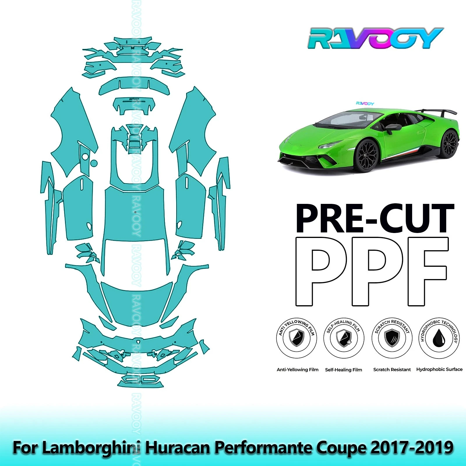 For Lamborghini Huracan Performante Coupe 2017-2019 PreCut Paint Protection Film