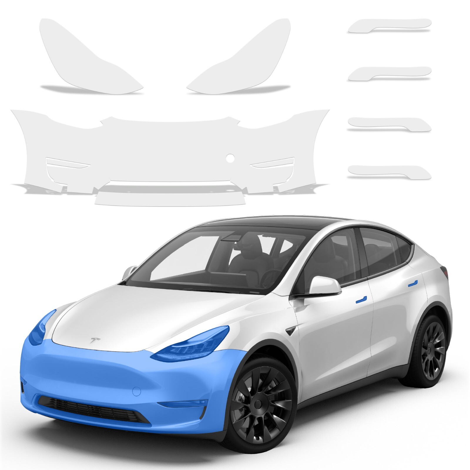Tesla Model Y 2023 Paint Protection Film Clear Bra PPF Bumper + Head Lt +Handles
