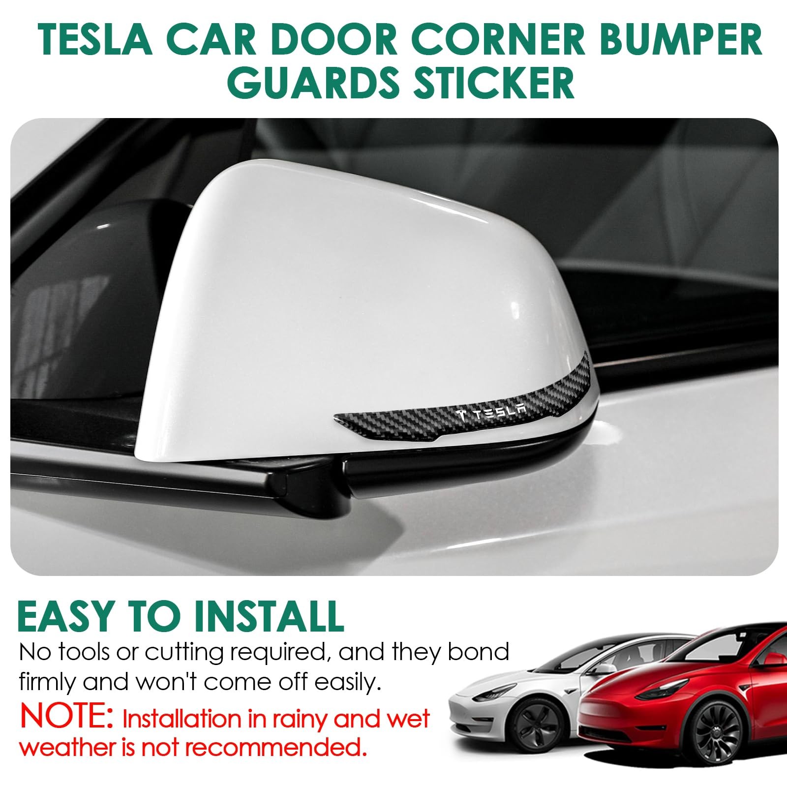 ONKENTET 4 Pcs Car Door Corner Bumper Guards Strip Tesla Models, Black