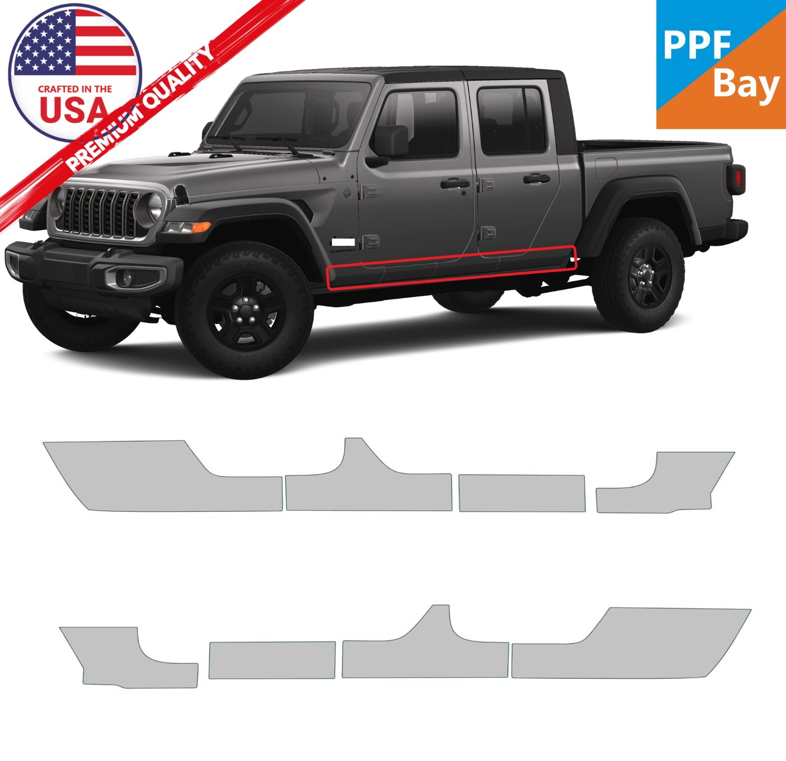 For Jeep Gladiator 2024-2026 Rocker Panel Paint Protection Film PreCut Kit PPF