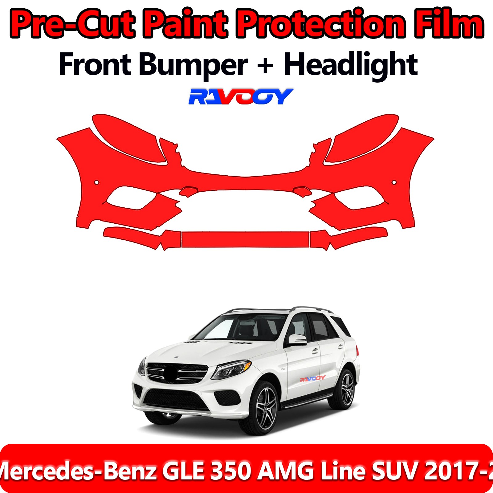 Front Bumper PPF Kit Film For Mercedes-Benz GLE 350 AMG Line SUV 2017-2019