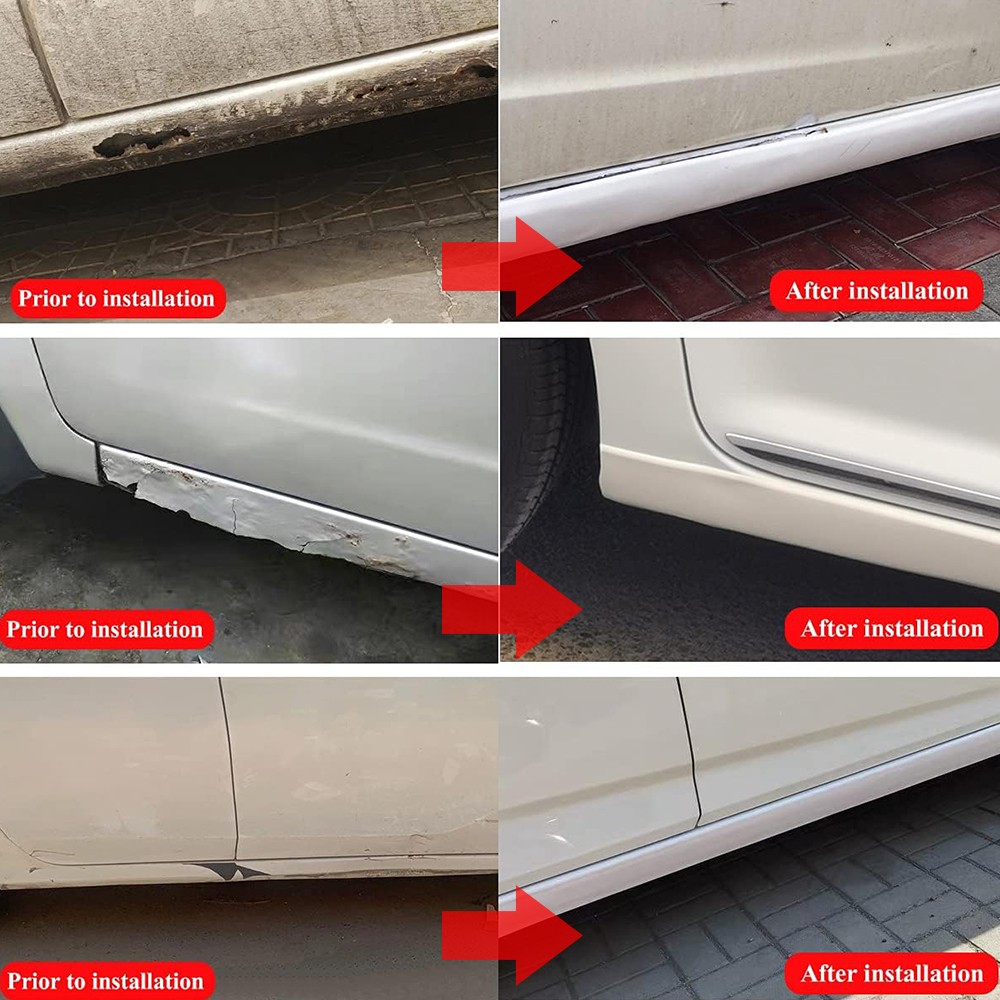 For Toyota 13FT Rubber Side Skirt Rocker Panel Trim Bumper Protector Strip White