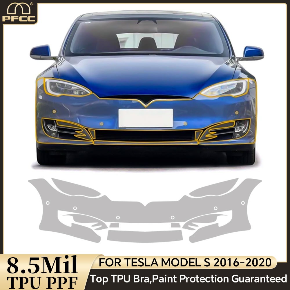 2016-2020 Tesla Model S Front Bumper Precut Paint Protection Film Clear PPF TPU