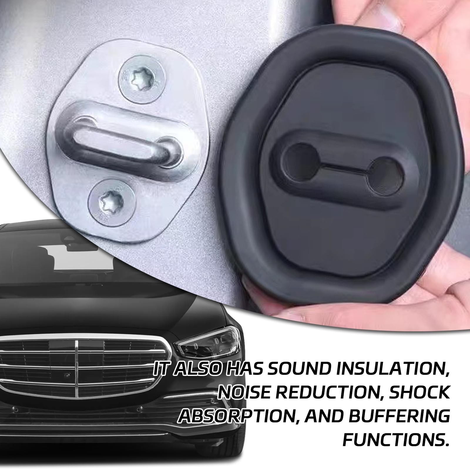 SamWinGear 4PCS Car Door Lock Silicone Cover Sound Dampening Pad Black