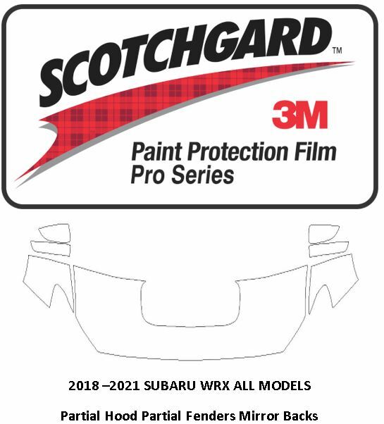3M Scotchgard PRO Paint Protection Film 2018-2021 SUBARU WRX Hood Fender Mirror